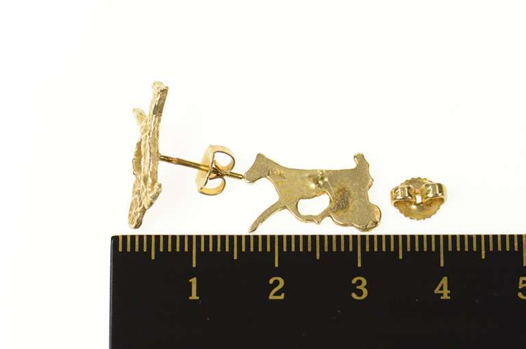 14K Yellow Gold Horse Buggy Cart Chariot Stud Earrings