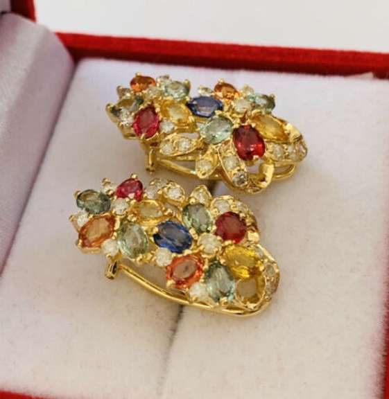 Stunning 14kt Gold, Sapphire & Diamond Earrings