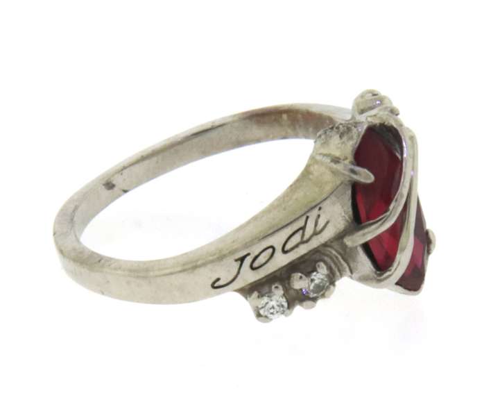 Beautiful White Gold Red Stone Cocktail Ring
