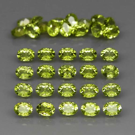 Real 6.75ct untreated apple green Peridot set