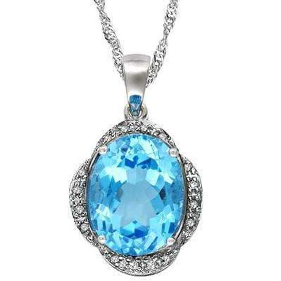 5.37 CT BABY SWISS BLUE TOPAZ & DIAMOND STERLING SILVER PENDANT