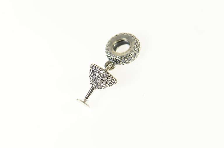 Sterling Silver Pandora Pave Cocktail Glass Martini Charm/Pendant
