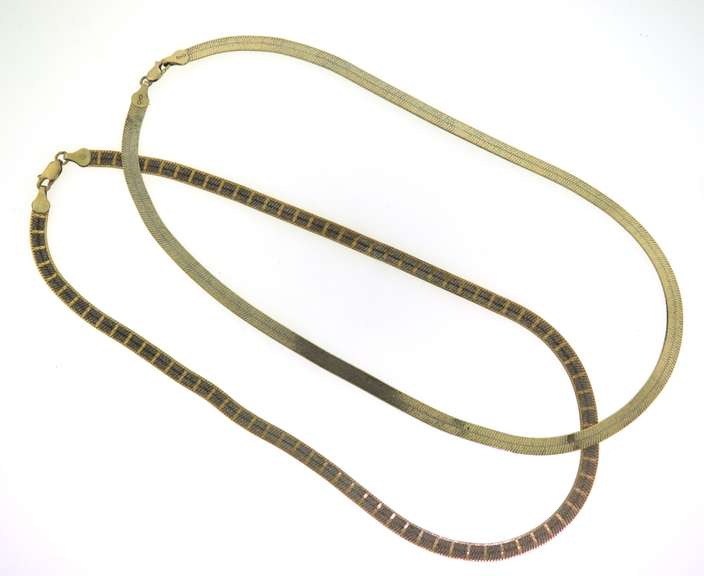 Italian Sterling Silver Group Lot Of Two Herringbone chain Necklace