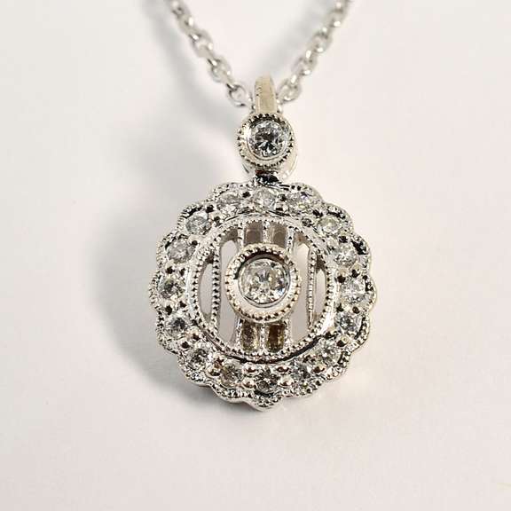 Lovely Diamond Pendant Necklace in 14K WG