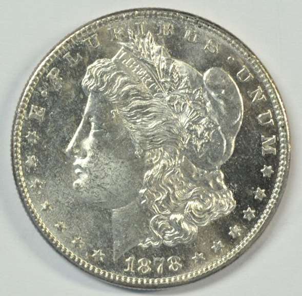 Prooflike choice BU 1878-S Morgan Silver Dollar