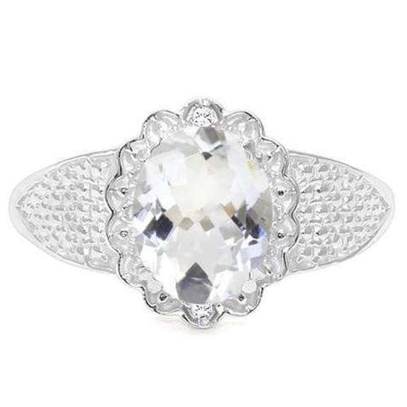 STERLING SILVER 1.38 CT AQUAMARINE & DIAMOND COCKTAIL RING