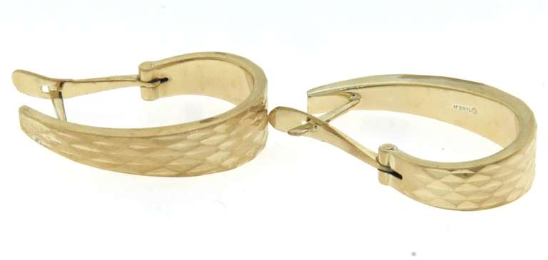 Stunning Yellow Gold Diamond Cut Earrings