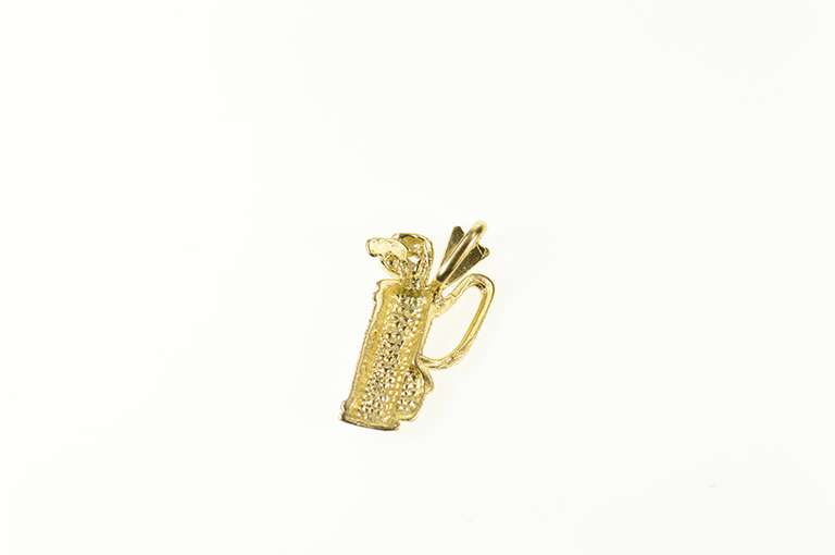 14K Yellow Gold Diamond Cut Golf Club Bag Golfer Charm/Pendant