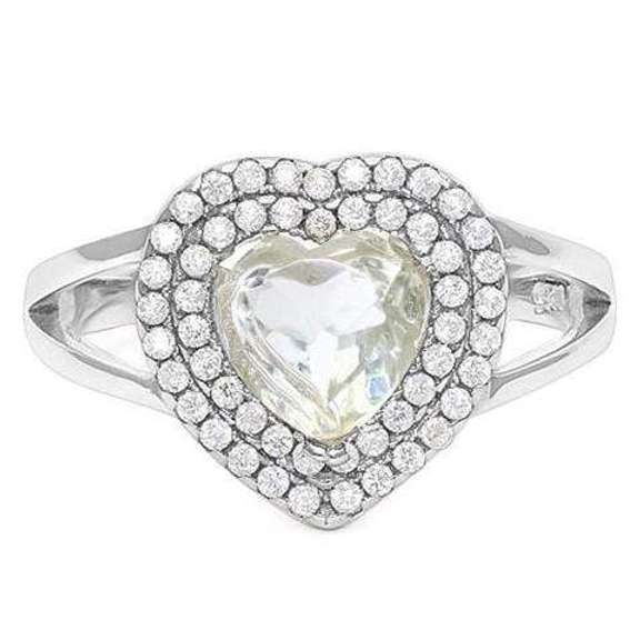 1 CT GREEN AMETHYST & 1/3 CT WHITE SAPPHIRE STERLING SILVER RING