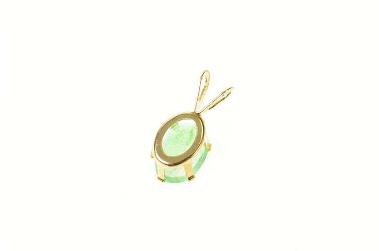 14K Yellow Gold 0.86 Ct Natural Emerald Solitaire Classic Pendant