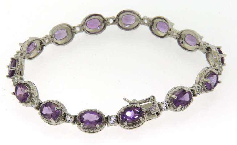 Sterling Silver Oval Amethyst Tennis Bracelet