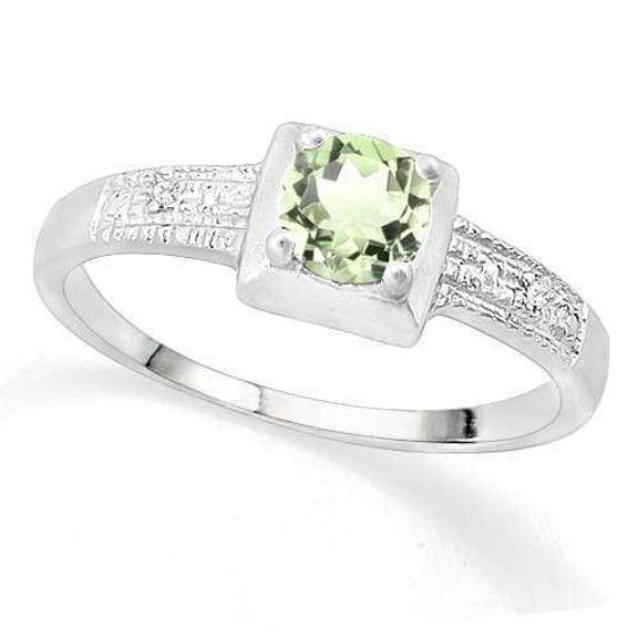 SUPERB ! 3/5 GREEN AMETHYST STERLING SILVER RING