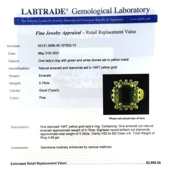 Handsome Emerald and Diamond Cocktail Ring