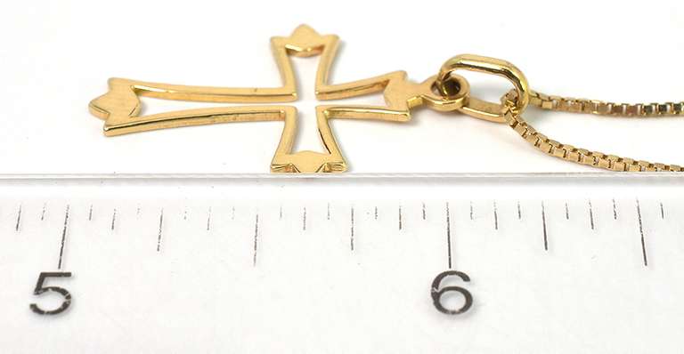 Understated Cross Outline Necklace in 14KT Yellow Gold