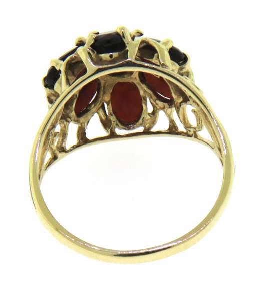 Handsome Yellow Gold Garnet Cluster Ring