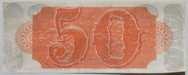 Two Sided $ 50 Unc Bank Of The State Of Georgia Note  Feb 14 1853