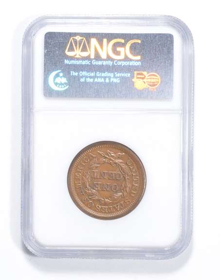 MS65 BN 1853 Braided Hair Large Cent - Graded NGC