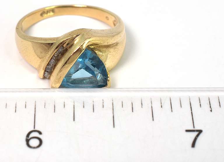 Futuristic Blue Topaz Ring in Yellow Gold