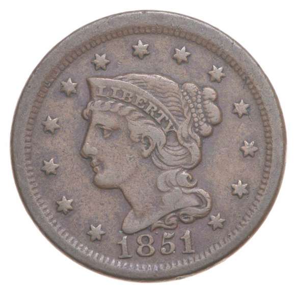 1851 Braided Hair Large Cent