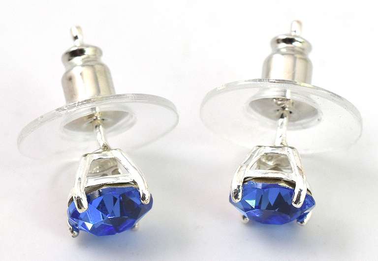Sparkling Blue Crystal Earrings in Sterling Silver