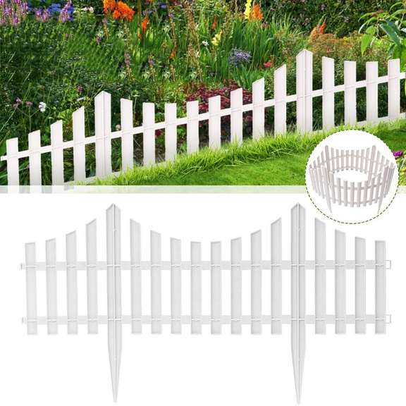 24Pcs Flexible Plastic Garden Picket Fence Lawn