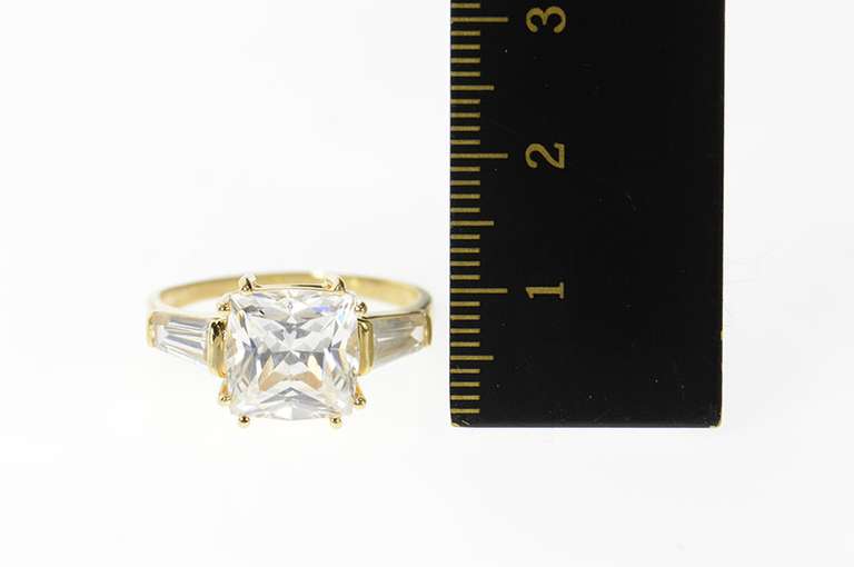 14K Yellow Gold Princess Baguette Travel Engagement Ring