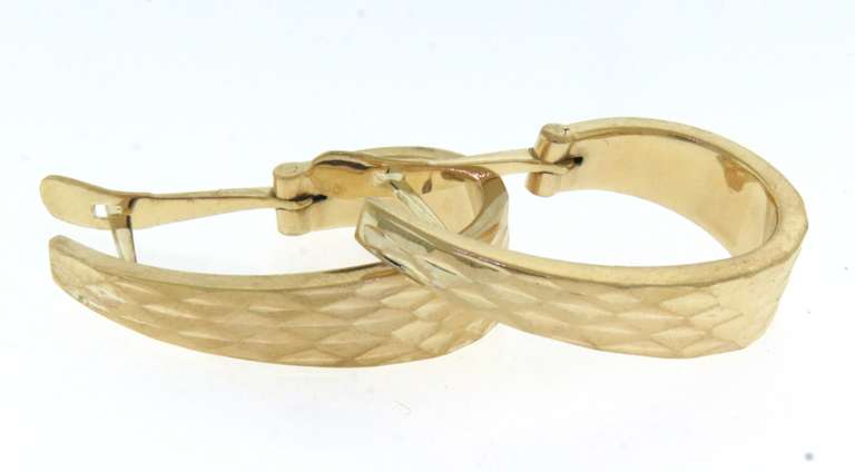Stunning Yellow Gold Diamond Cut Earrings