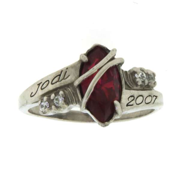 Beautiful White Gold Red Stone Cocktail Ring