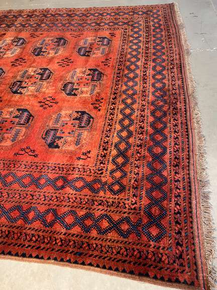 MAGNIFICENT VINTAGE AFGHAN RUG 9.5x11.5
