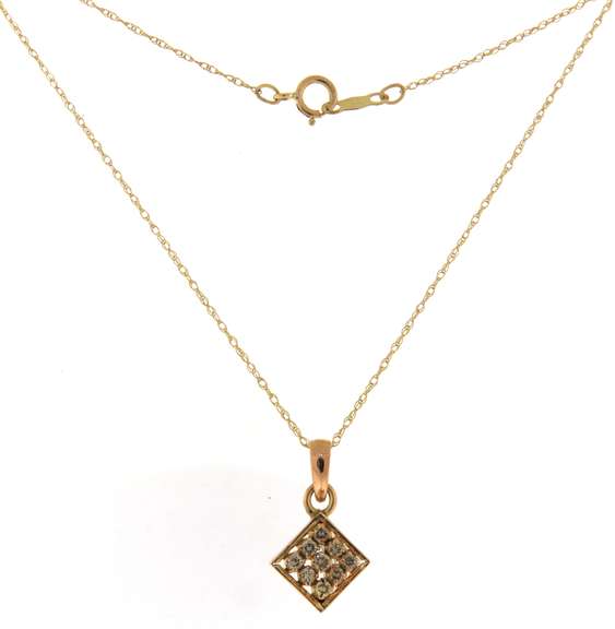 Charming Diamond Square Yellow Gold Necklace