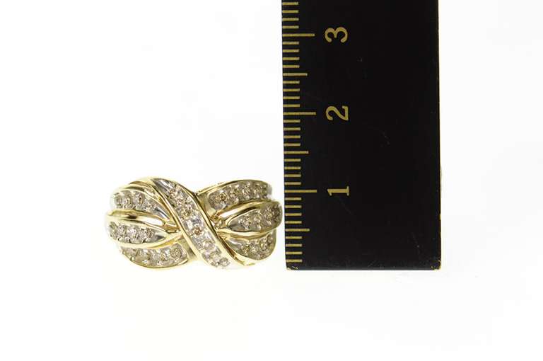 10K Yellow Gold 0.48 Ctw Wavy Criss Cross Channel Diamond Ring