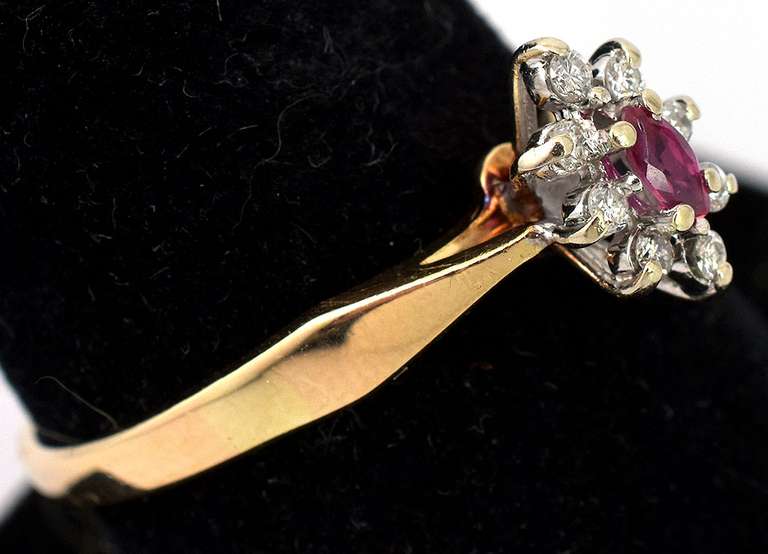 Dainty Ruby & Diamond Ring in 14KT Yellow Gold