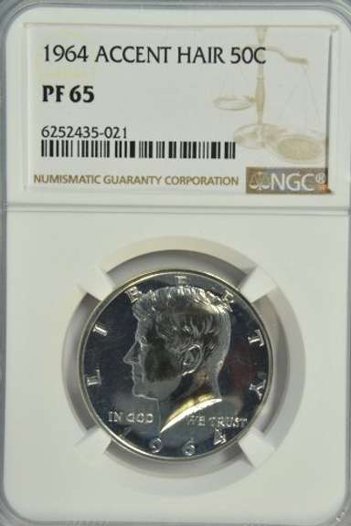 Scarce Gem PRF 1964 ACCENTED HAIR Kennedy Half NGC PF65