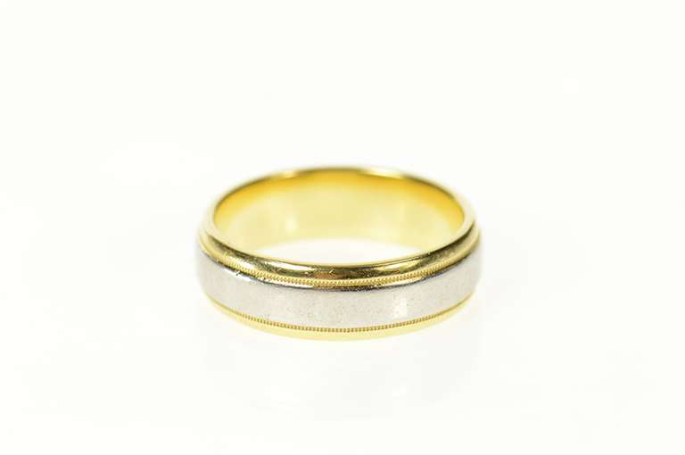 18K Yellow Gold 5.0mm Two Tone Diana Wedding Band Designer Ring