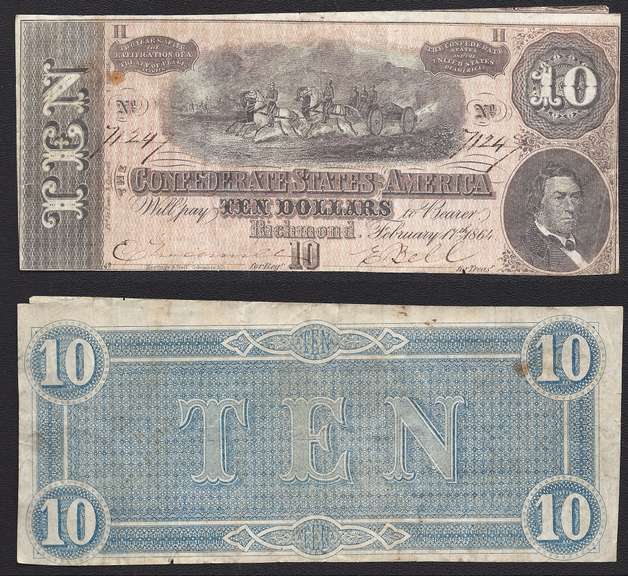 $10 1864 Confederate Civil War