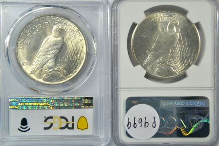 Near Gem BU 1924 & 1925 Peace Dollars PCGS & NGC MS64