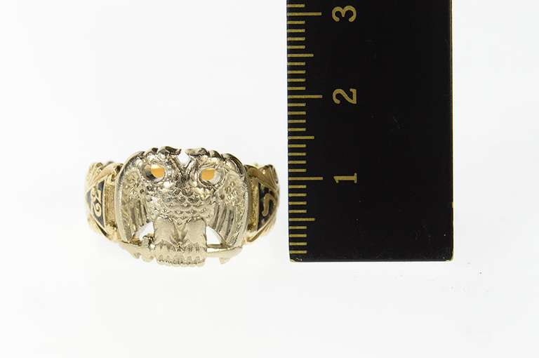 10K Yellow Gold 32nd Degree Masonic Symbol Eagle Men's Ring