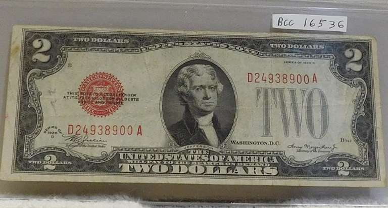 1928-D $2.00 US Note, Red Seal, circ.