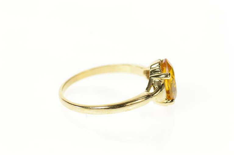 10K Yellow Gold Oval Syn. Citrine Solitaire Statement Classic Ring