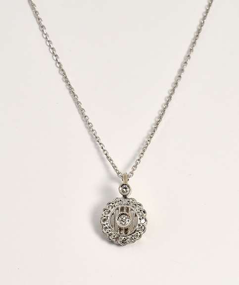 Lovely Diamond Pendant Necklace in 14K WG