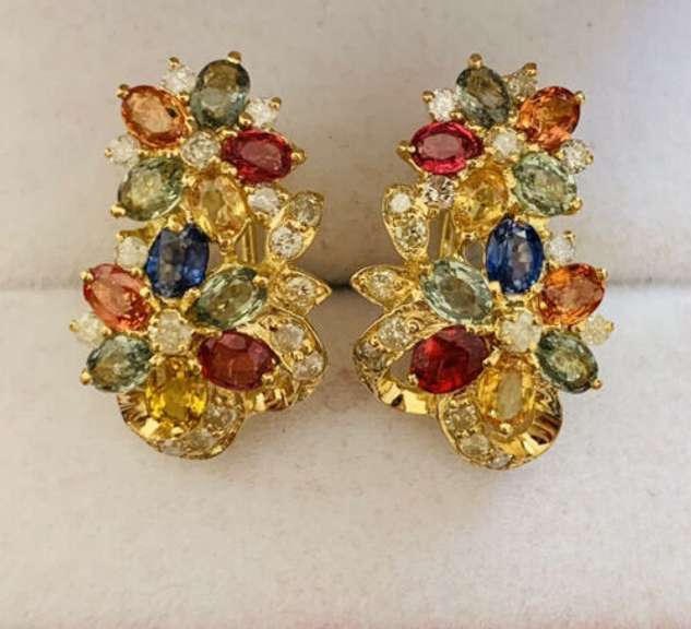 Stunning 14kt Gold, Sapphire & Diamond Earrings