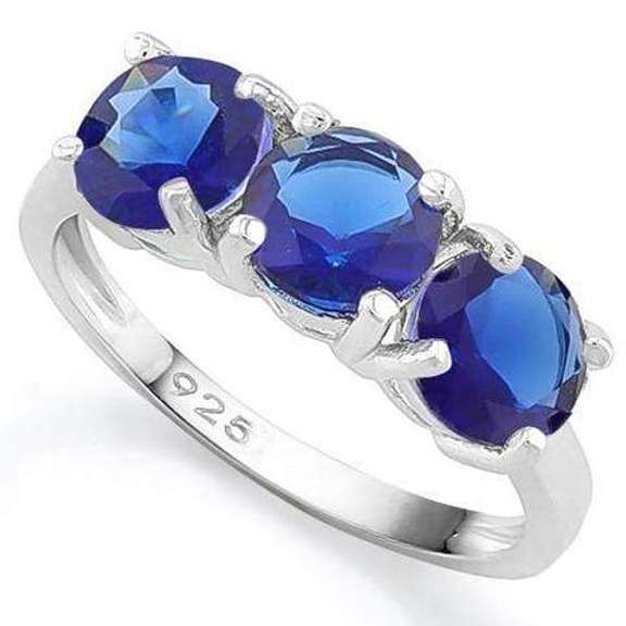 3 CARAT BLUE SAPPHIRE STERLING SILVER RING