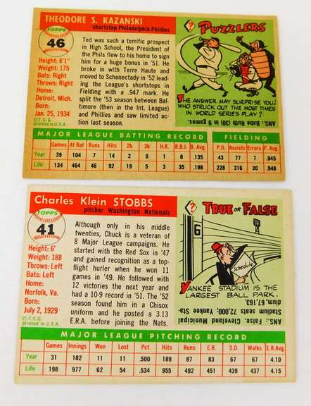 2 Topps 1955 Baseball Cards