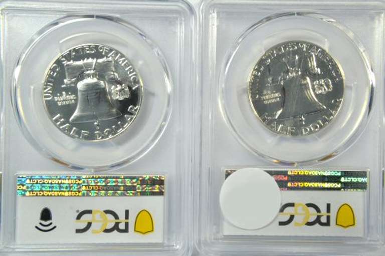 PCGS PR67 graded 1956 & 1957 PRF Franklin Half Dollars