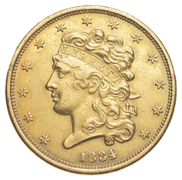 1834 $5 Classic Head Gold Half Eagle