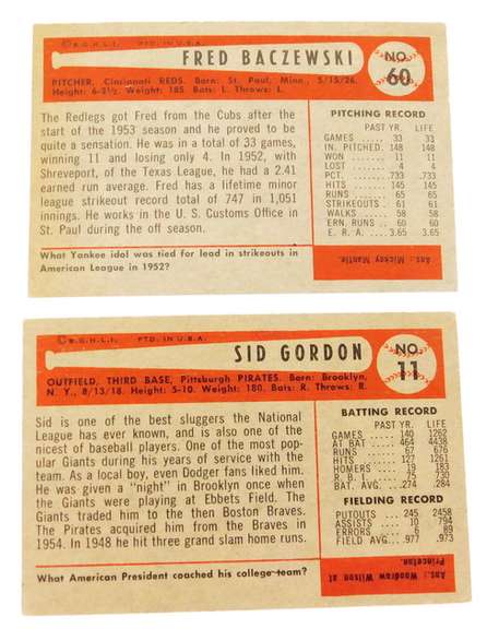 2 Bowman 1950's Baseball Cards