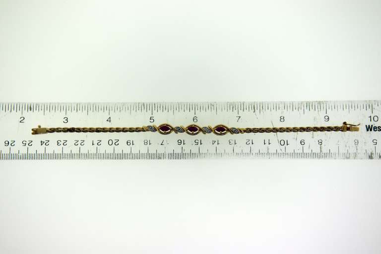 Sterling Silver Pink Sapphire and Diamond Bracelet