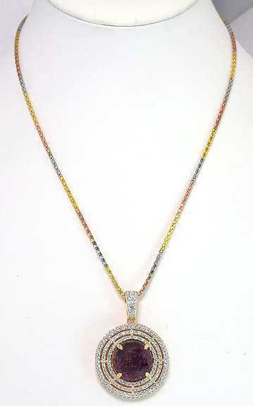 Jaw Dropping Massive 20.00CTS cabochon Cut Natural Star Ruby & White Sapphire Necklace in Vermeil