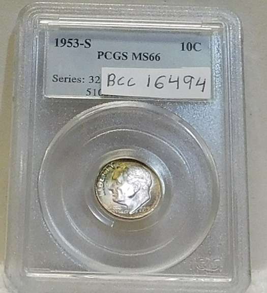 1953-S Silver Roosevelt Dime PCGS MS-66