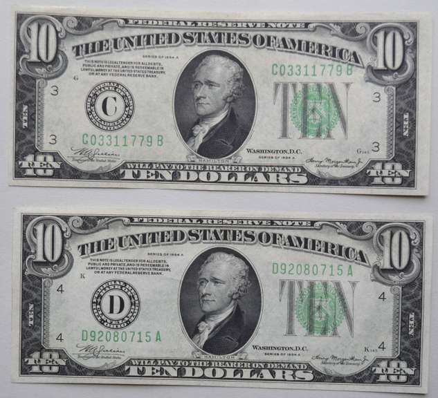2 1934 A CH CU Federal Reserve Notes L.G.S